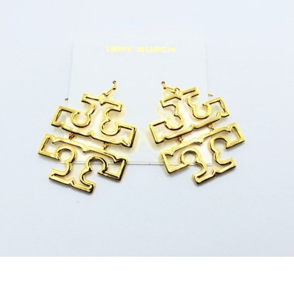 Tory Burch Jewelry - Tory Burch Drop Hinge Gold Logo Earrings - NWT. Retail: $128.
